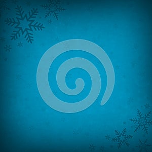 Cool Blue Abstract Christmas Winter Background with Snowflakes