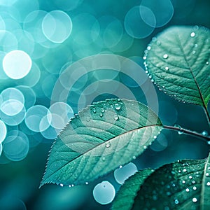 Cool Blue Green Background with Macro Lens Effect photo