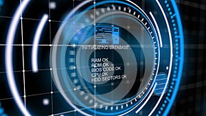 Cool blue head-up screen with database