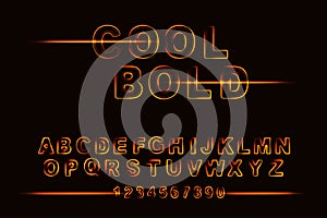 `Cool Bold` Vector of modern neon font letters.