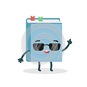 Cool book emoji character. Flat vector illustration for web and graphic design