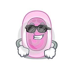 Cool bordetela pertussis cartoon character wearing expensive black glasses photo