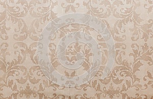 Cool brown distressed retro floral wallpaper