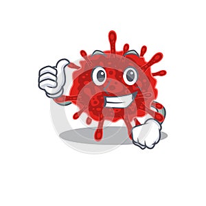 Cool buldecovirus cartoon design style making Thumbs up gesture