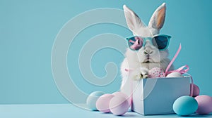 Cool Bunny with Easter Eggs