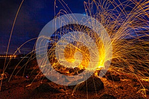 cool burning steel wool fire work photo experiments