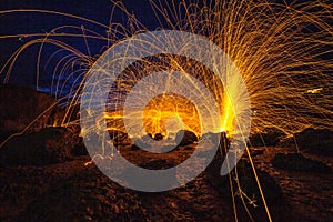 cool burning steel wool fire work photo experiments