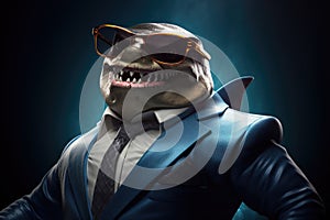 cool business shark with sunglasses AI generated