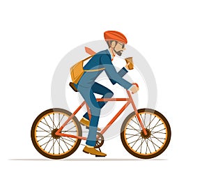 Cool Businessman riding bicycle to office