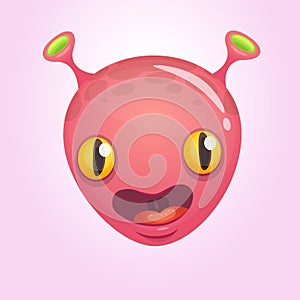 Cool cartoon alien character. Pink vector humanoid