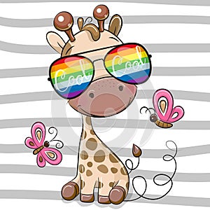 Cool Cartoon Giraffe with sun glasses