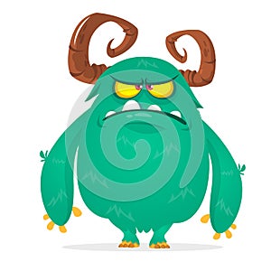 Cool cartoon grumpy monster character. Halloween vector illustration