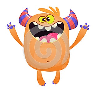 Cool cartoon monster with big eyes. Halloween vector illustration clipart.