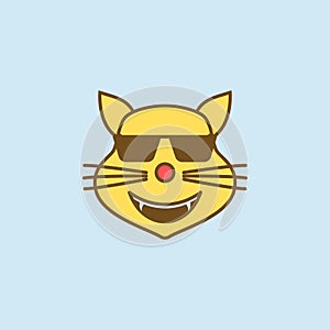 cool cat 2 colored line icon. Simple yellow and brown element illustration. cool cat concept outline symbol design from emoji set