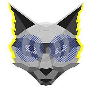 Cool cat creative vector illustration in polygonal style.