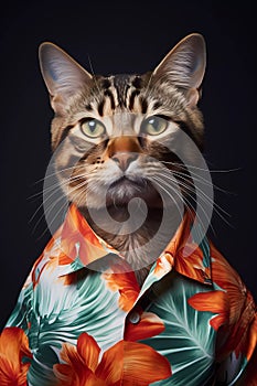 cool cat with fashionable clothes