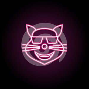 Cool cat neon icon. Simple thin line, outline vector of emoji icons for ui and ux, website or mobile application