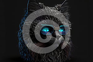 Cool cat portrait, creative digital illustration, animals, pets
