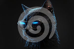Cool cat portrait, digital illustration artwork, animals, pets