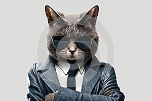Cool Cat in a Suit: Perfect for Business Cards and Posters.