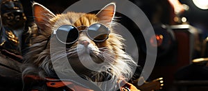 Cool cat on with sunglasses, AI generated