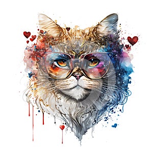 Cool cat with sunglasses, T-shirt graphics