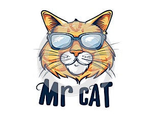 Cool Cat with Sunglasses Vector Illustration, Perfect for Modern Fashion and Humor Themes