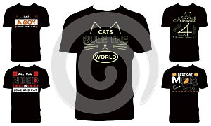 Cool Cat Typography T Shirt Design Bundle