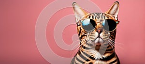 Cool cat vibes: Bengal cat in stylish sunglasses