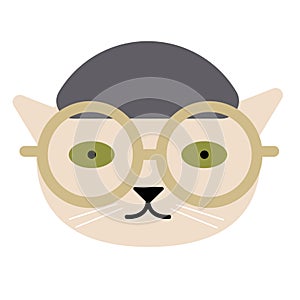Cool cat wearing glasses simple art geometric illustration