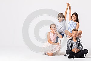 Cool children fooling around and making funny poses