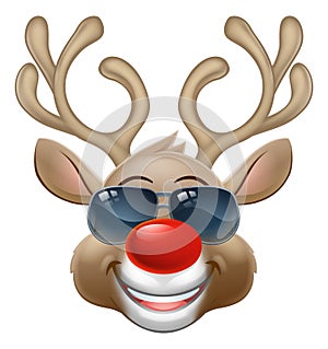 Cool Christmas Reindeer Cartoon Deer in Sunglasses