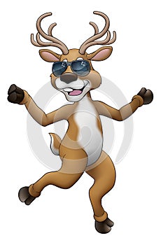 Cool Christmas Reindeer In Sunglasses Cartoon