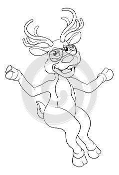 Cool Christmas Reindeer In Sunglasses Cartoon