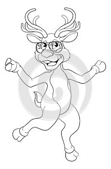 Cool Christmas Reindeer In Sunglasses Cartoon