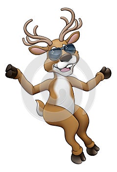 Cool Christmas Reindeer In Sunglasses Cartoon