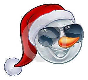 Cool Christmas Snowman Santa Hat Sunglasses Emoji
