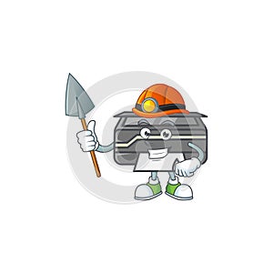 Cool clever Miner printer cartoon character design style