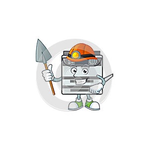 Cool clever Miner professional office copier cartoon character design