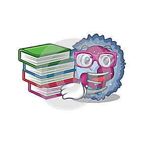 Cool and clever Student neutrophil cell mascot cartoon with book