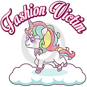 Cool colorful unicorn, fashion victim