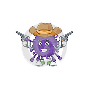 Cool cowboy cartoon design of coronavirinae holding guns