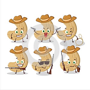 Cool cowboy cashew nuts cartoon character with a cute hat