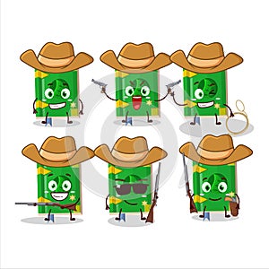 Cool cowboy earth book of magic cartoon character with a cute hat