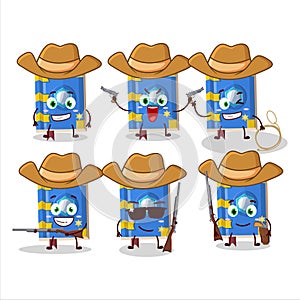 Cool cowboy ice book of magic cartoon character with a cute hat