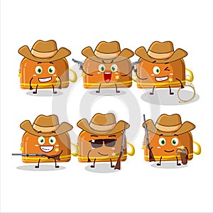 Cool cowboy orange pencil case cartoon character with a cute hat