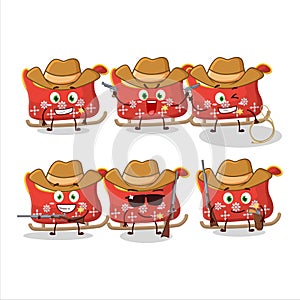 Cool cowboy reindeer sleigh cartoon character with a cute hat