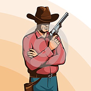 Cool cowboy from western with a gun