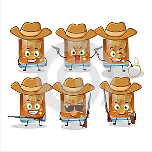 Cool cowboy whiskey cartoon character with a cute hat