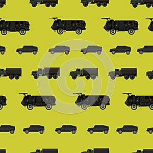 Cool and creative army military car seamless pattern vector